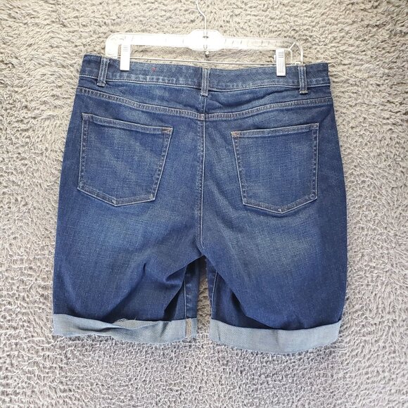 Talbots Shorts Womens Size 12 Blue Simply Flattering Stretch Denim Cuffed Hem - Picture 10 of 11
